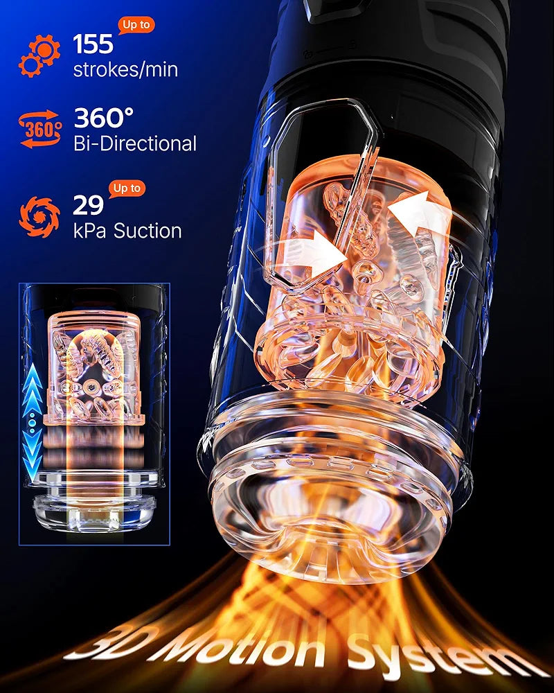 EINSEO AI-Sync Automatic Male Masturbator with 360° Rotation, 7 Thrusting Modes, and Hands-Free Suction Base