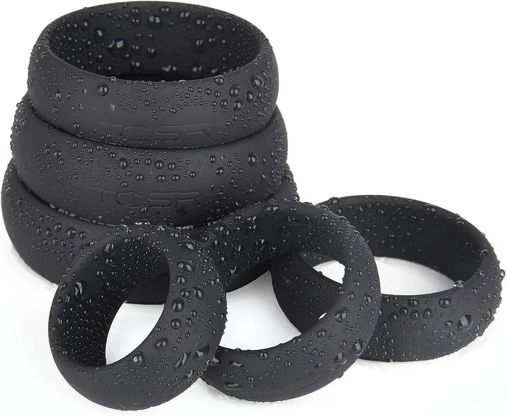 6-Piece Medical-Grade Silicone Cock Ring Set for Enhanced Performance