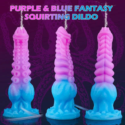9.7-Inch Fantasy Dragon Tentacle Dildo with Knot and Suction Cup - Soft Silicone Ejaculating Adult Toy