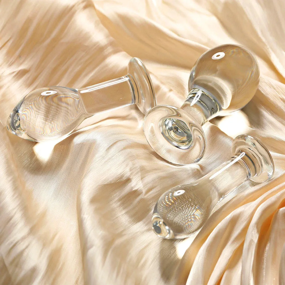 Beginner-Friendly 3-Piece Glass Anal Training Plug Set