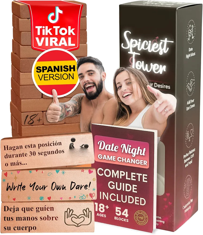 Spanish Adult Tower Game: 54 Spicy Relationship Challenges for Couples Date Night