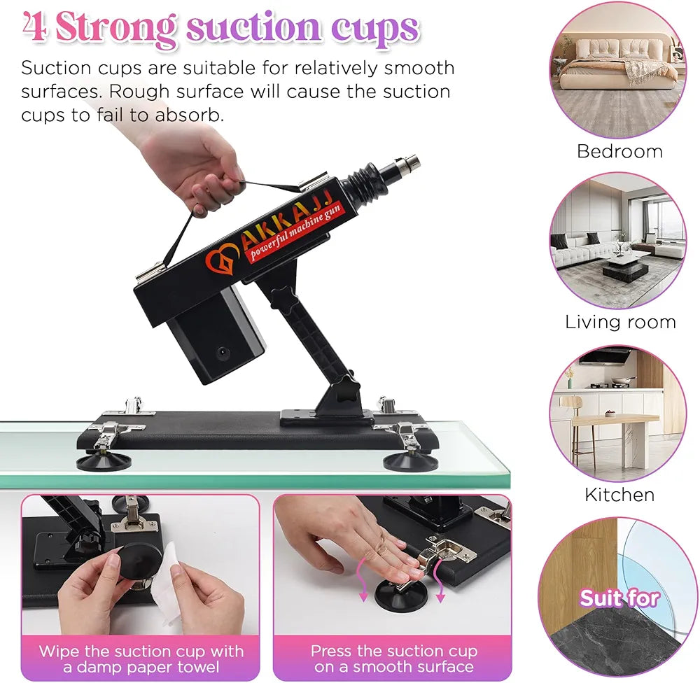 AKKAJJ Automatic Thrusting Sex Machine with Heated Dildo and Masturbation Cup - Black