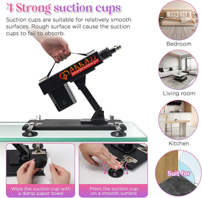 AKKAJJ Automatic Thrusting Sex Machine with Heated Dildo and Masturbation Cup - Black