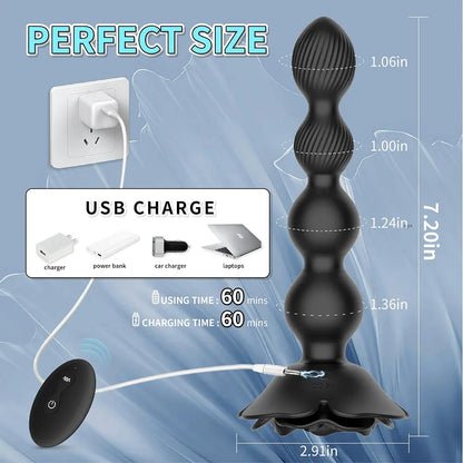 Premium Silicone Remote-Controlled Vibrating Anal Plug with 10 Rotation Modes