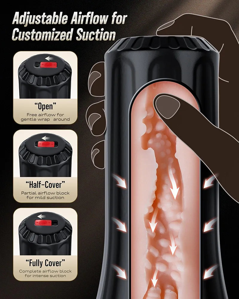 EINSEO Dual-Sleeve Male Masturbator - 7.5in Textured TPE Stroker with Adjustable Suction