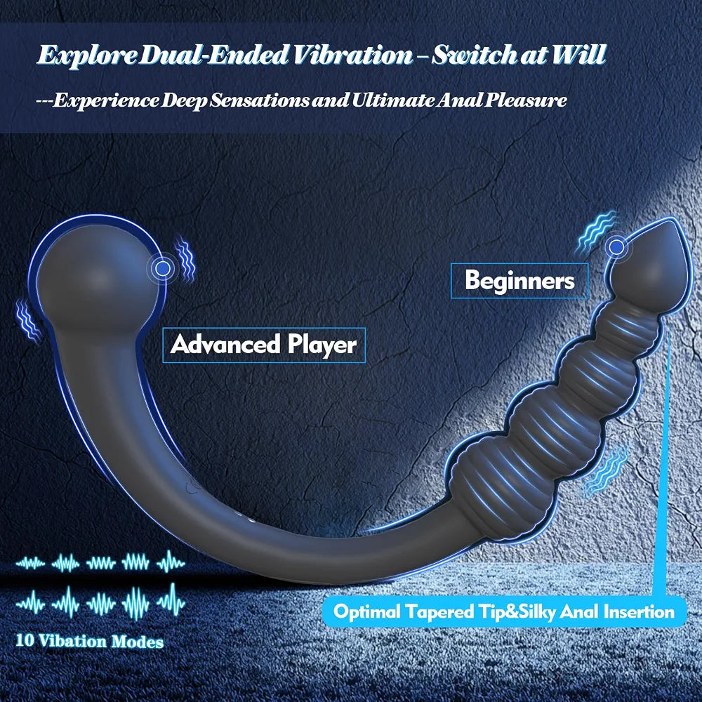 Ergonomic Dual-Ended Prostate Massager and Vibrating Anal Trainer