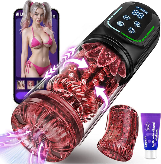 AI-Powered Automatic Male Masturbator with 7 Thrusting, Rotating, Sucking, and Licking Modes - Waterproof Pocket Sex Toy