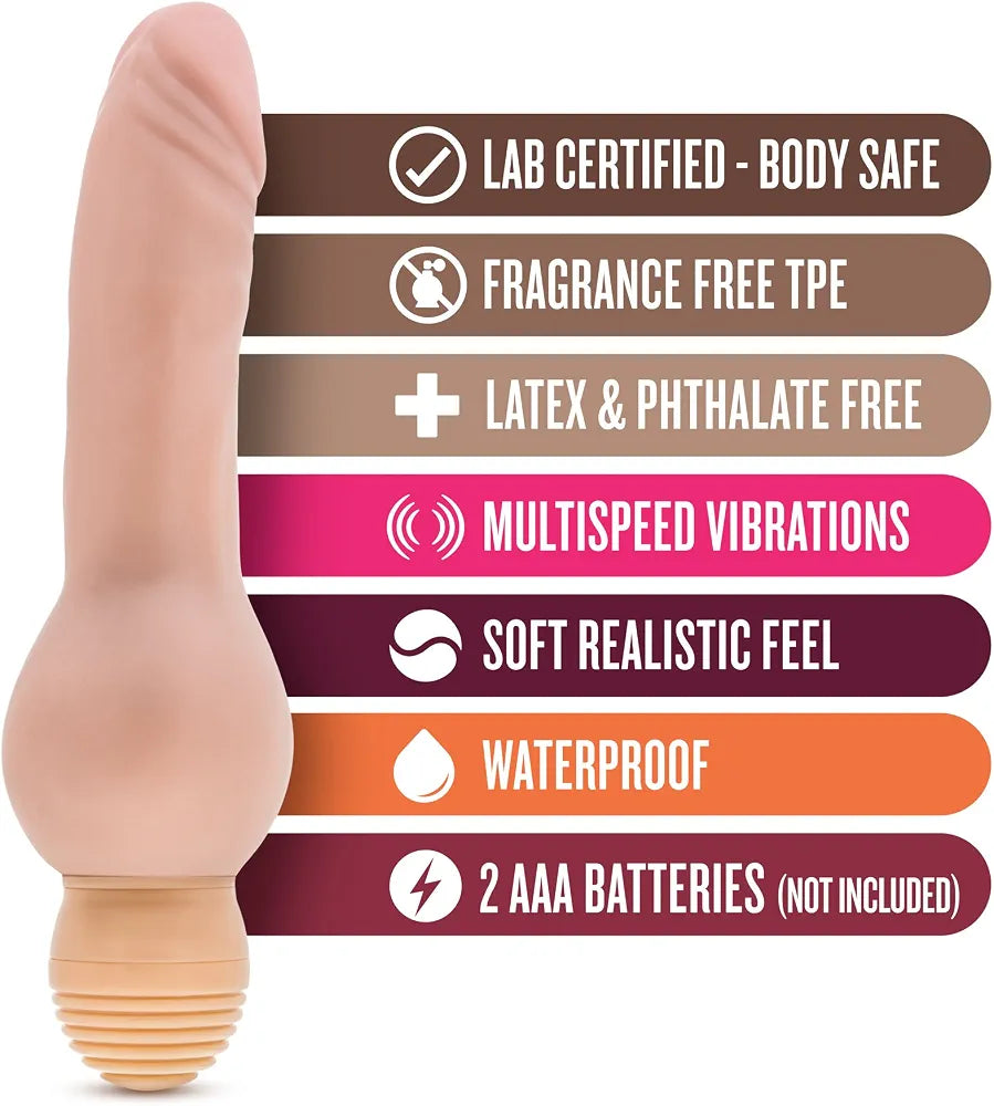 Blush Mr. Right 7-Inch Realistic Vibrating TPE Dildo - Waterproof Multi-Speed Beginner-Friendly Pleasure Toy