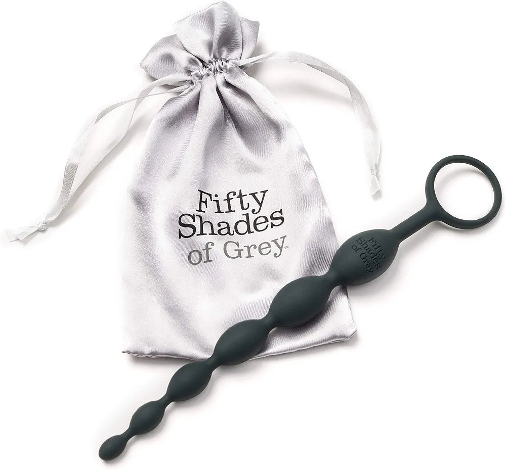 Fifty Shades of Grey Graduated Silicone Anal Beads - 7.5 Inch Black Pleasure Enhancer