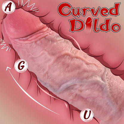 7.5-Inch Realistic Curved Silicone Dildo with 2.5-Inch Diameter and Strong Suction Cup for Hands-Free G-Spot and Anal Stimulation