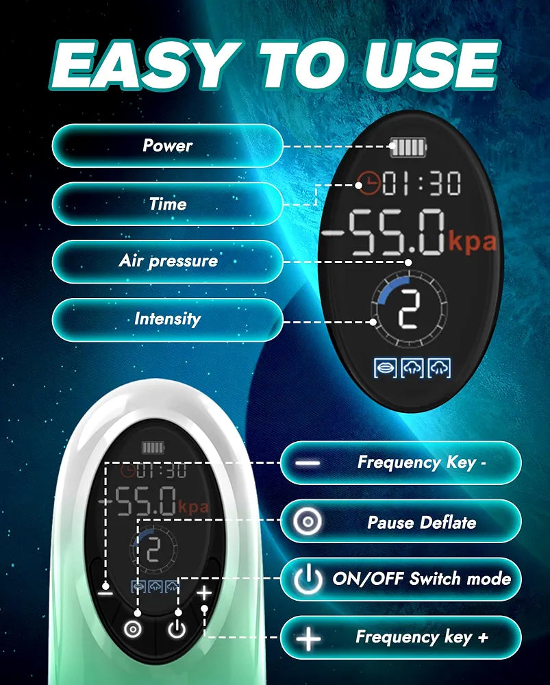 Electric Vacuum Penis Pump with LCD Display, 9 Suction Levels, and 4 Pressure Modes for Enhanced Erection