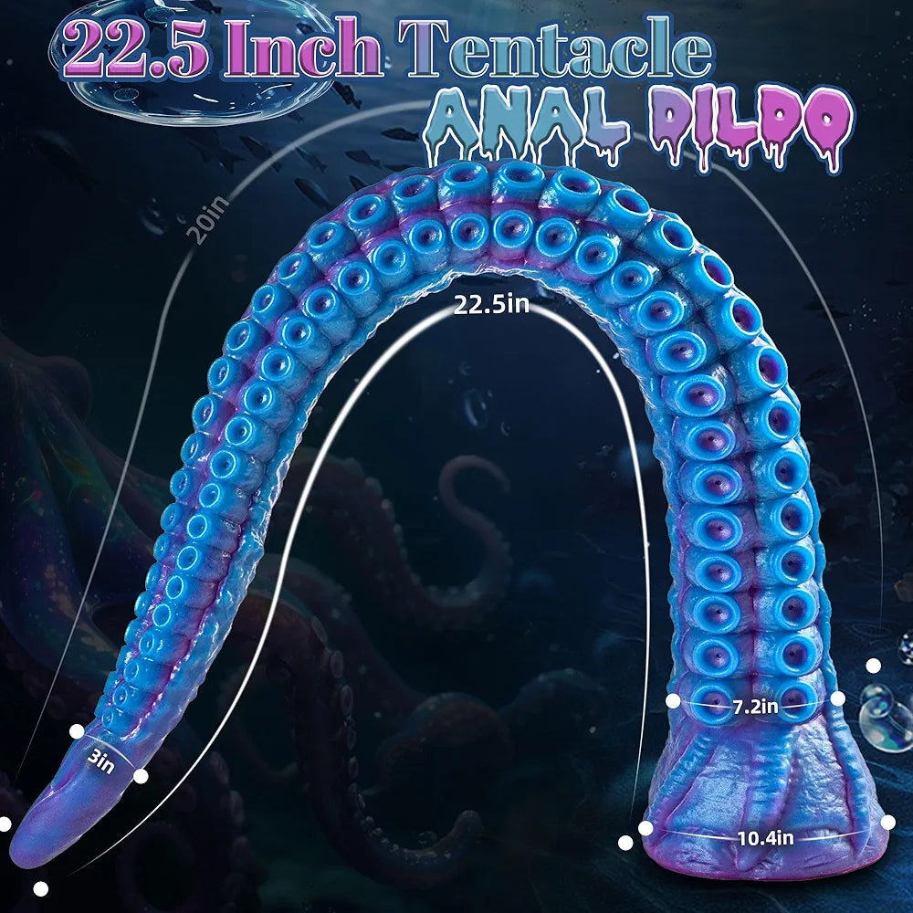 22.5-Inch XL Silicone Octopus Tentacle Dildo - Realistic Fantasy Anal Toy for G-Spot and Prostate Stimulation
