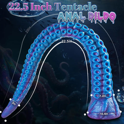 22.5-Inch XL Silicone Octopus Tentacle Dildo - Realistic Fantasy Anal Toy for G-Spot and Prostate Stimulation