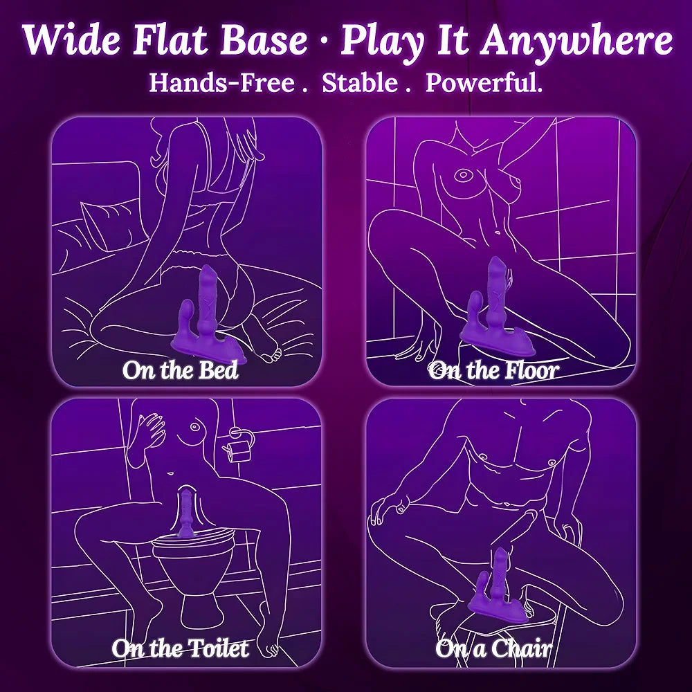 Premium Dual-Head Thrusting & Vibrating G-Spot Stimulator with App Control, 10 Modes, Waterproof & Rechargeable - Purple