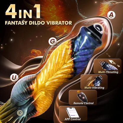 FYSHAVO 10.2" Fantasy Monster Dildo with App-Controlled Vibration, Suction Cup Base, and G-Spot Stimulation
