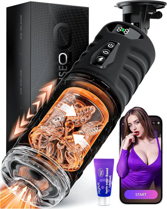 EINSEO AI-Sync Automatic Male Masturbator with 360° Rotation, 7 Thrusting Modes, and Hands-Free Suction Base