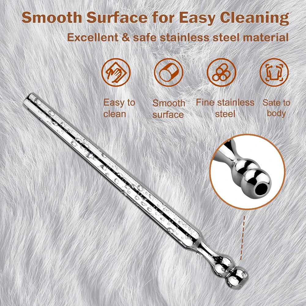 Stainless Steel Hollow Urethral Plug and Stretcher for Men