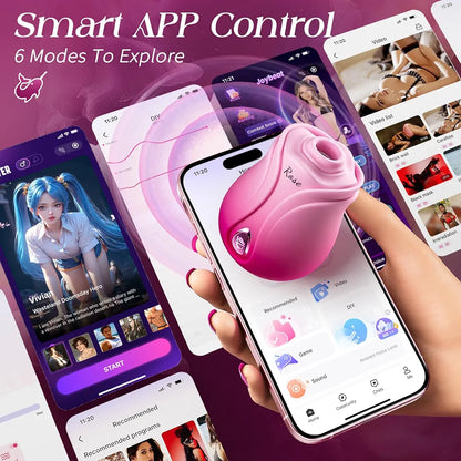 Rose-Shaped App-Controlled Clitoral Suction and Vibration Stimulator for Women