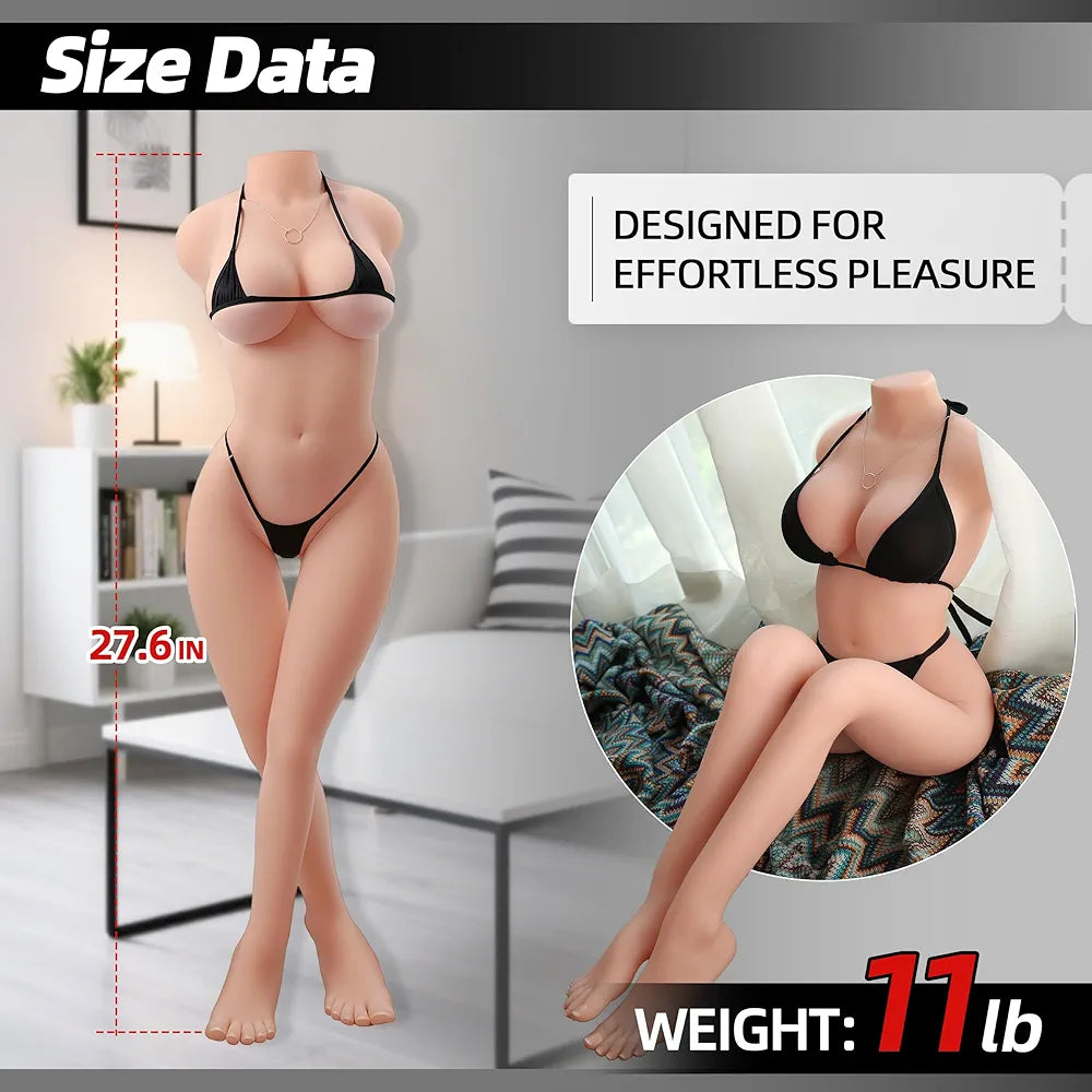 11LB Realistic Life-Size Male Masturbator Torso with Flexible Legs and Detailed Anatomical Features