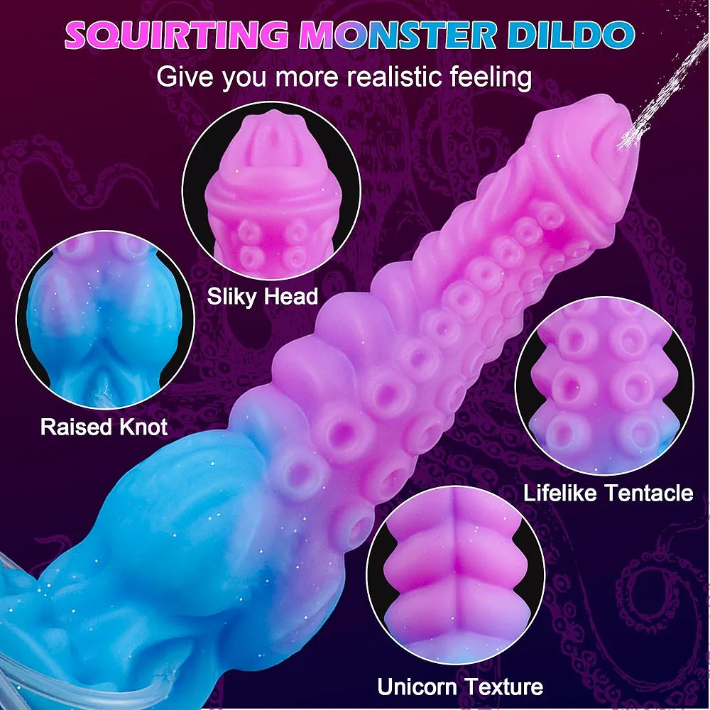 9.7-Inch Fantasy Dragon Tentacle Dildo with Knot and Suction Cup - Soft Silicone Ejaculating Adult Toy