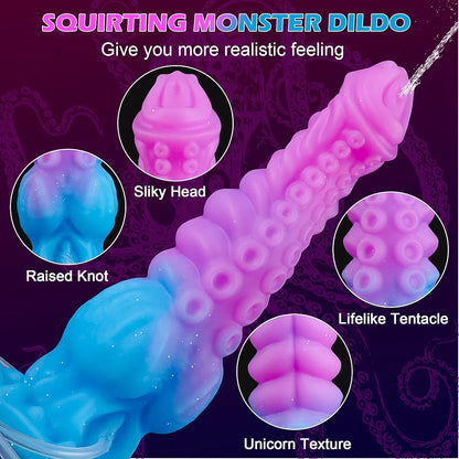 9.7-Inch Fantasy Dragon Tentacle Dildo with Knot and Suction Cup - Soft Silicone Ejaculating Adult Toy