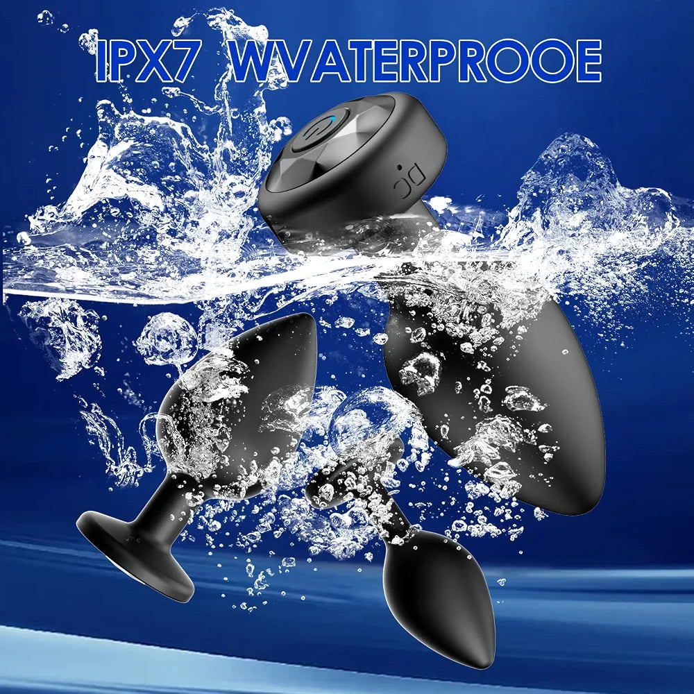 Oreyurt 10-Mode Remote Controlled Silicone Butt Plug Vibrator and Prostate Massager Training Kit - Black