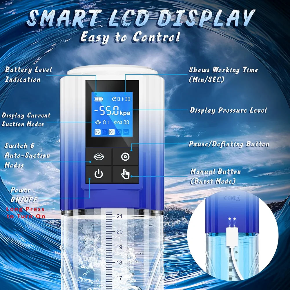 Electric Vacuum Penis Enlargement Pump with 6 Suction Levels and 4 Training Modes