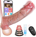 Penis Sleeve Cock Sleeve Vibrator - Male Sex Toys for Men Penis Extender Vibrating Cock Ring, Smart App & Remote Control 10 Modes, Adult Toy Reusable Realistic Penis Enlarger Thicken for Men Couples