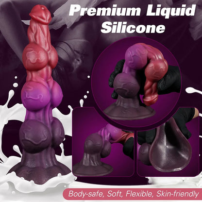 9.76" Purple Monster Fantasy Knot Dildo with Suction Cup - Advanced Silicone Anal Training Toy