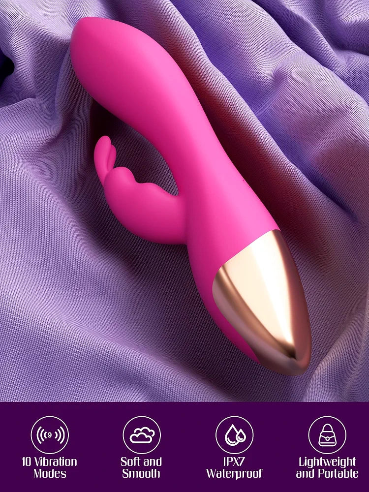 FIDECH Dual-Motor Rabbit Vibrator with 10 Vibration Modes for G-Spot and Clitoral Stimulation