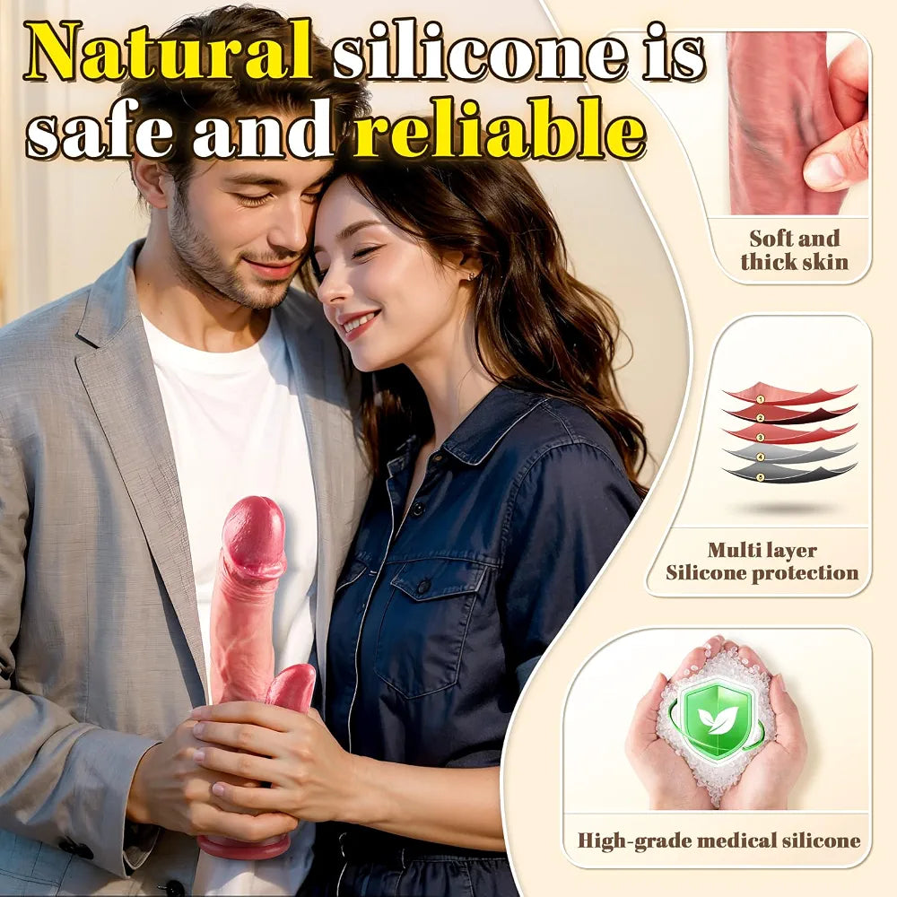 Realistic Silicone Thrusting & Licking Vibrating Dildo with Suction Cup - 8 Modes for G-Spot and Anal Stimulation