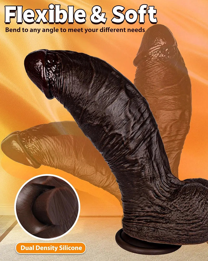 10.5'' Realistic Dual Density Silicone Dildo with 8.6'' Girth and Strong Suction Cup
