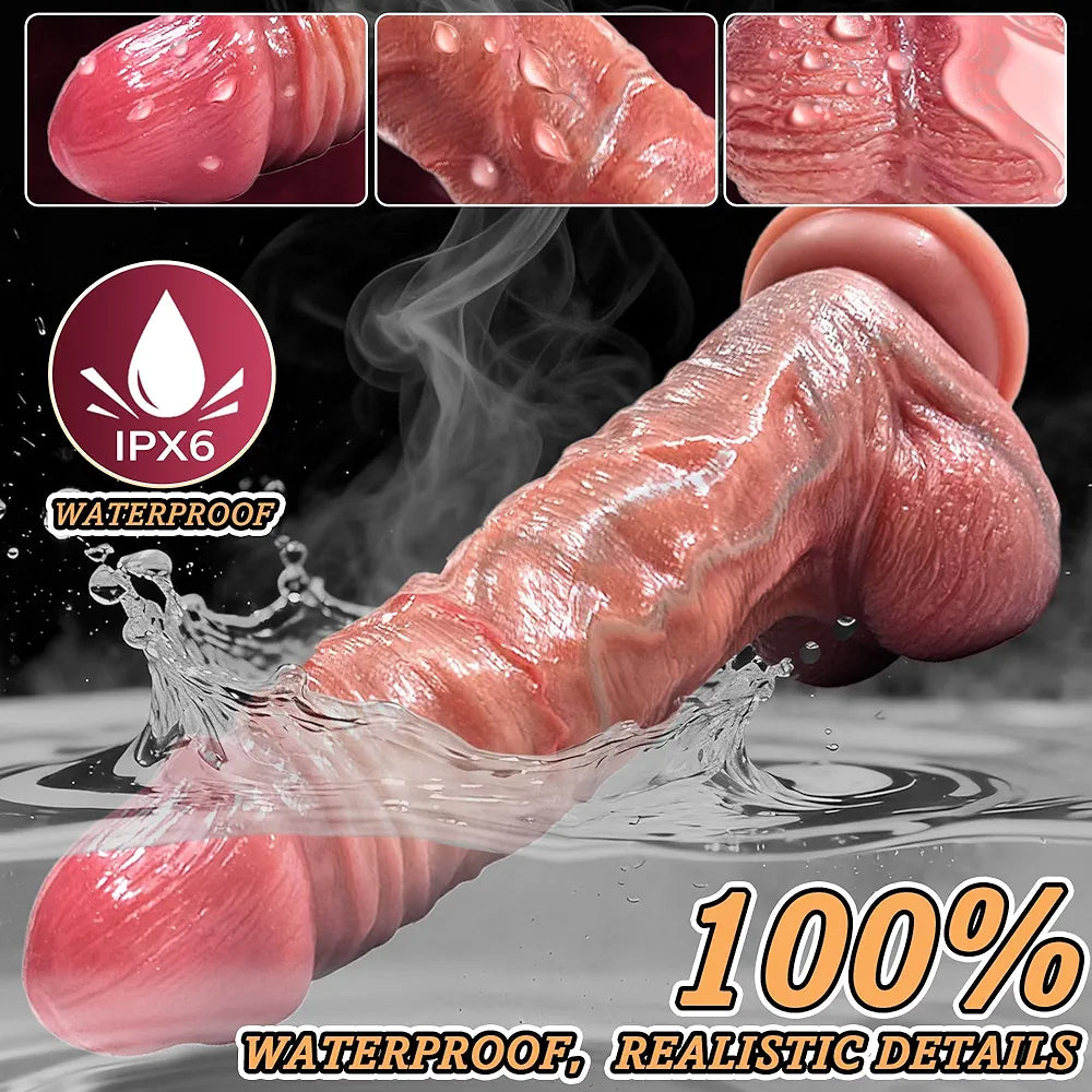 8.46-Inch Realistic Silicone Vibrating Dildo with Suction Cup and 10 Vibration Modes