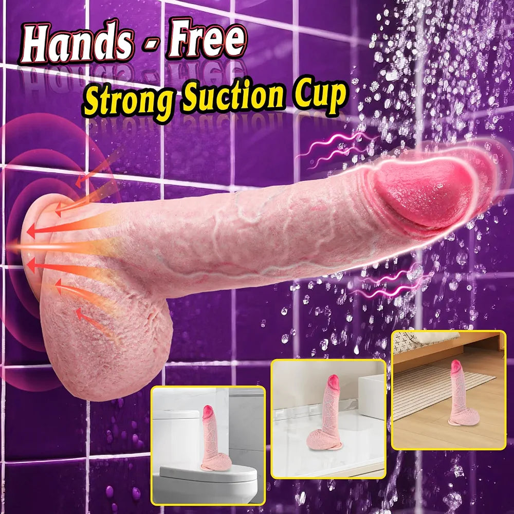 9.6-Inch Realistic Thrusting Vibrating Dildo with Remote Control and 10 Vibration Modes