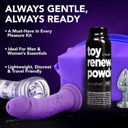 Blush Sex Toy Renewal Powder 3.4 oz - Cornstarch-Based Refreshing Dusting Powder for TPE and TPR Adult Toys