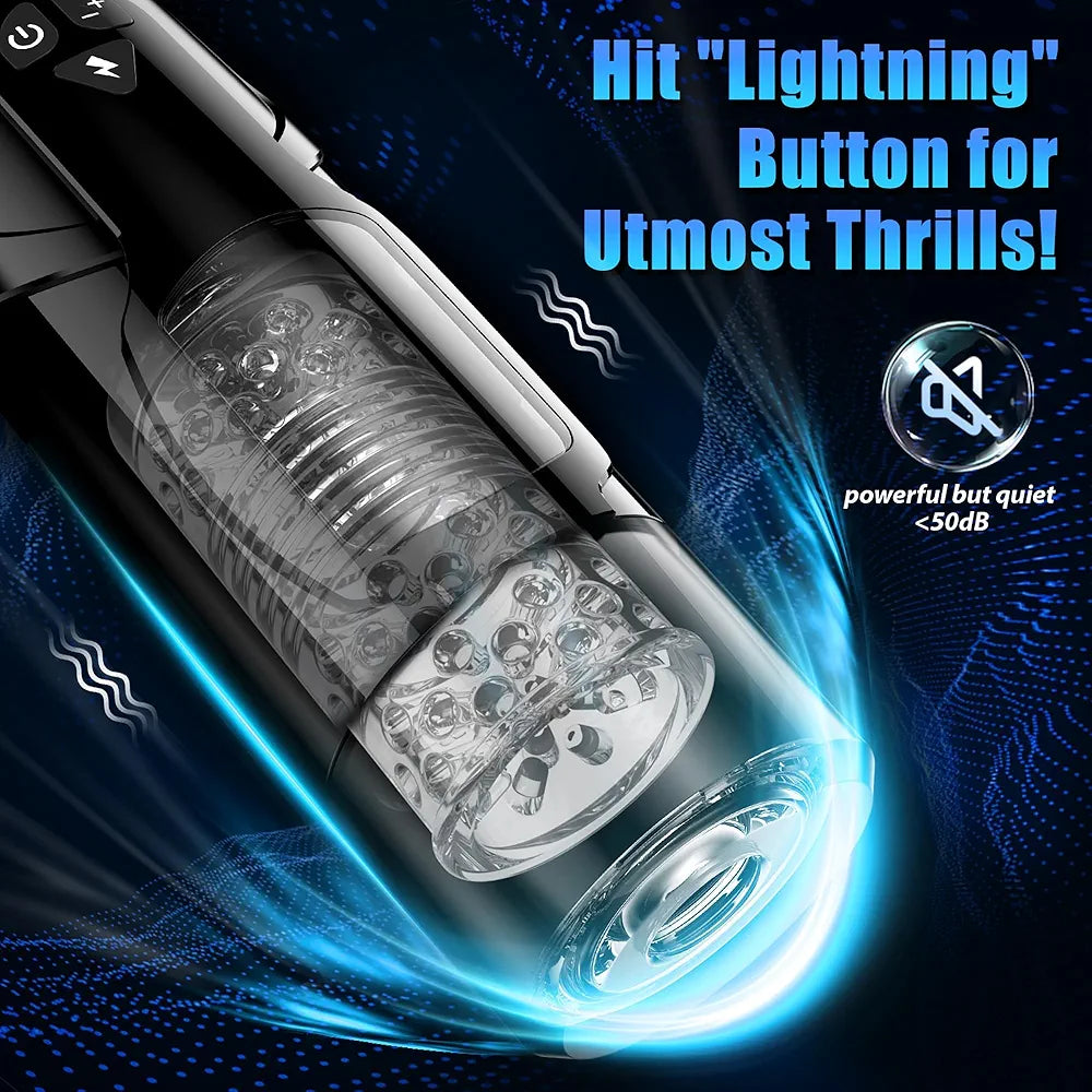 Cafatop Automatic Thrusting & Rotating Male Masturbator with Suction Cup, Waterproof USB Rechargeable Stroker