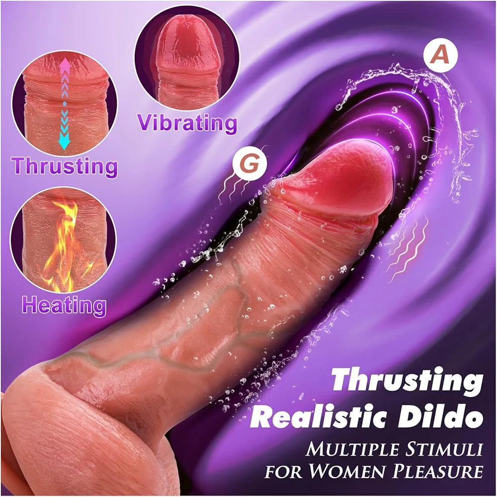 Realistic Silicone Thrusting & Vibrating G-Spot Stimulator with Heating and Suction Base