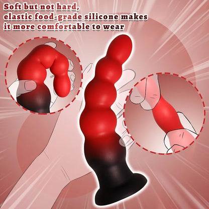 Premium 7-Inch Silicone Progressive Anal Bead Trainer with Suction Base