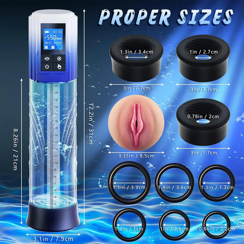 Electric Vacuum Penis Enlargement Pump with 6 Suction Levels and 4 Training Modes
