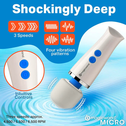 Premium Cordless Micro Wand Massager - Compact Multi-Speed Personal Body Massager with Flexible Silicone Head