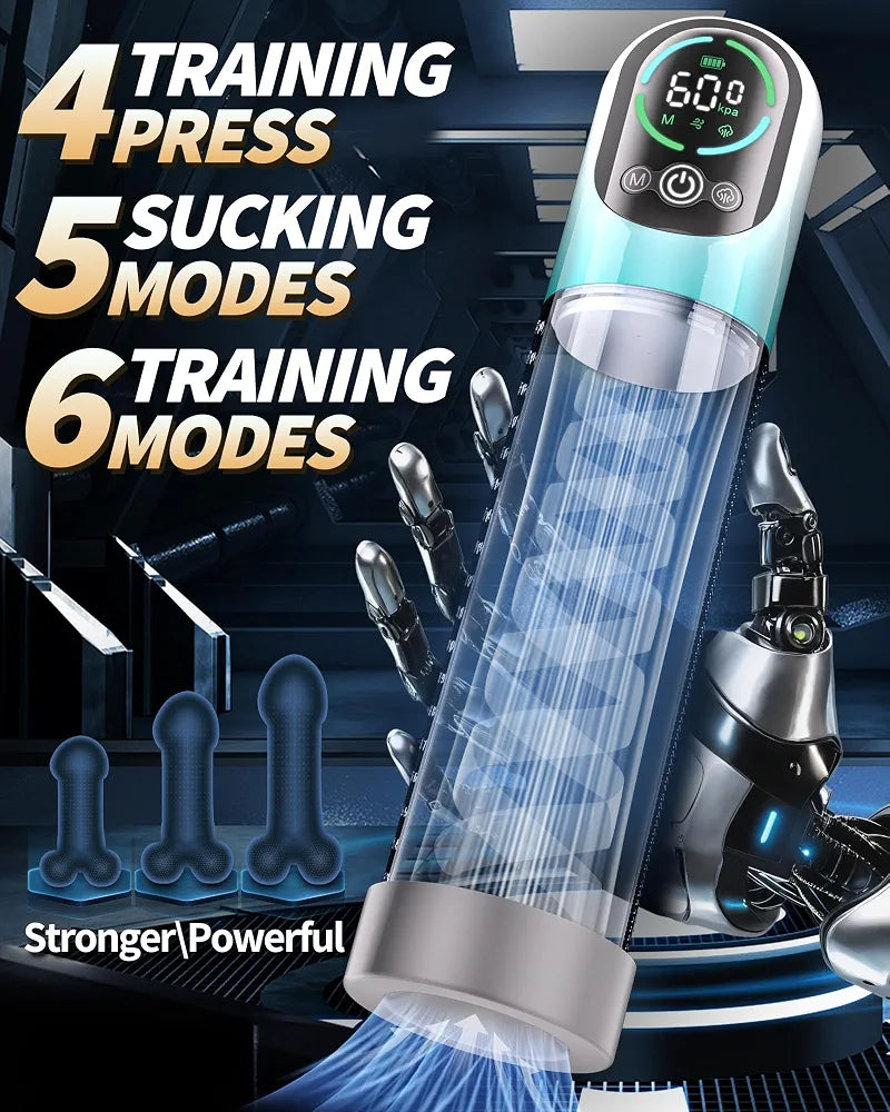 Automatic Electric Vacuum Penis Pump with 6 Training and 5 Suction Modes for ED Therapy and Masturbation