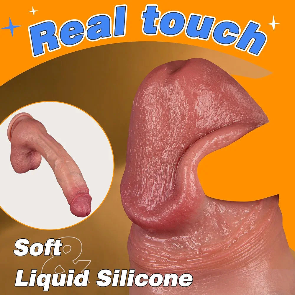 10-Inch Realistic Curved Silicone Dildo with Suction Cup Base
