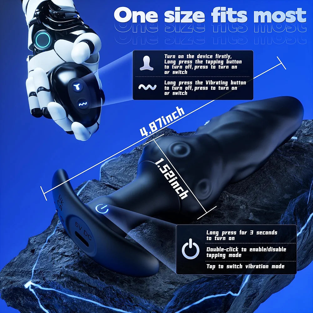 Remote-Controlled Tapping Prostate Massager with 9 Vibration Modes and Realistic Vein Texture