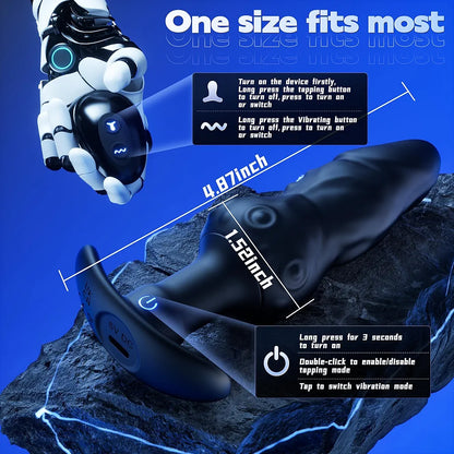 Remote-Controlled Tapping Prostate Massager with 9 Vibration Modes and Realistic Vein Texture