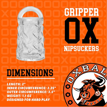 Oxballs FLEXtpr Vacuum Nipple Suction Cups with Tug Handles - Clear