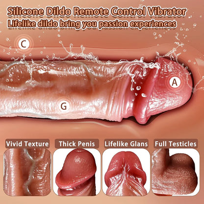 Realistic 5-Mode Thrusting & Rotating Heating Dildo with 9 Vibration Settings and Remote Control