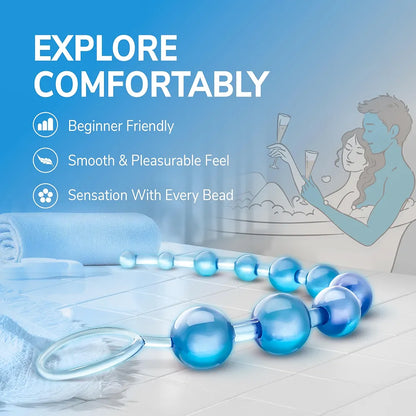 Eden 12-Inch Graduated Silicone Anal Beads with Easy-Pull Ring - Flexible Beginner Anal Trainer