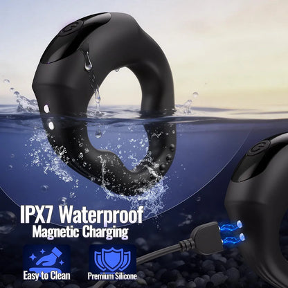 Premium App-Controlled Silicone Vibrating Penis Ring with 10 Vibration Modes for Enhanced Male Performance