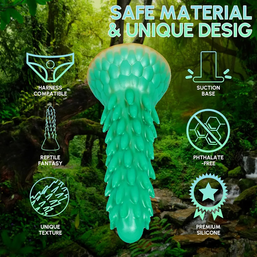 7.7-Inch Realistic Dragon Fantasy Dildo with Suction Cup - Silicone Anal Sex Toy for Men and Women