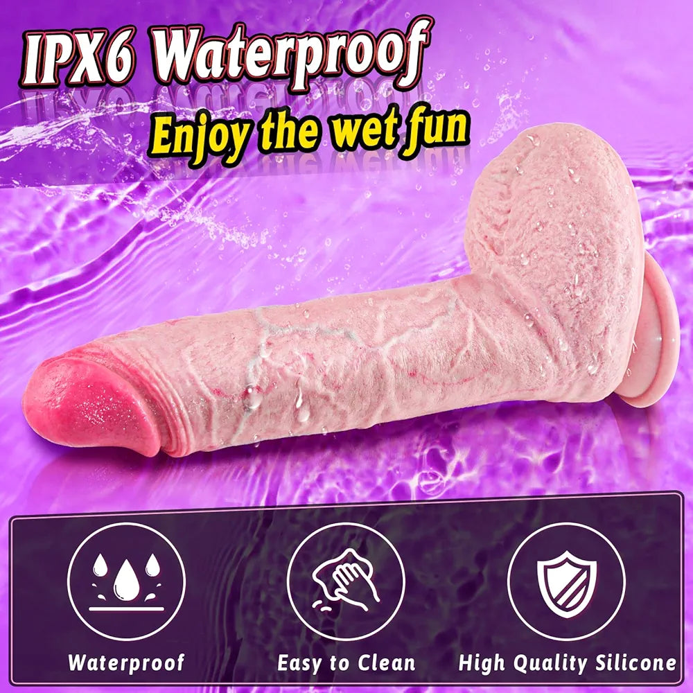 9.6-Inch Realistic Thrusting Vibrating Dildo with Remote Control and 10 Vibration Modes